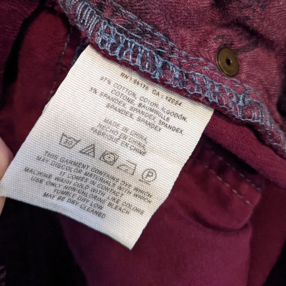 Pilcro & the Letterpress Wine Corduroy Pants Ankle Zip Size 29 - Picture 11 of 11